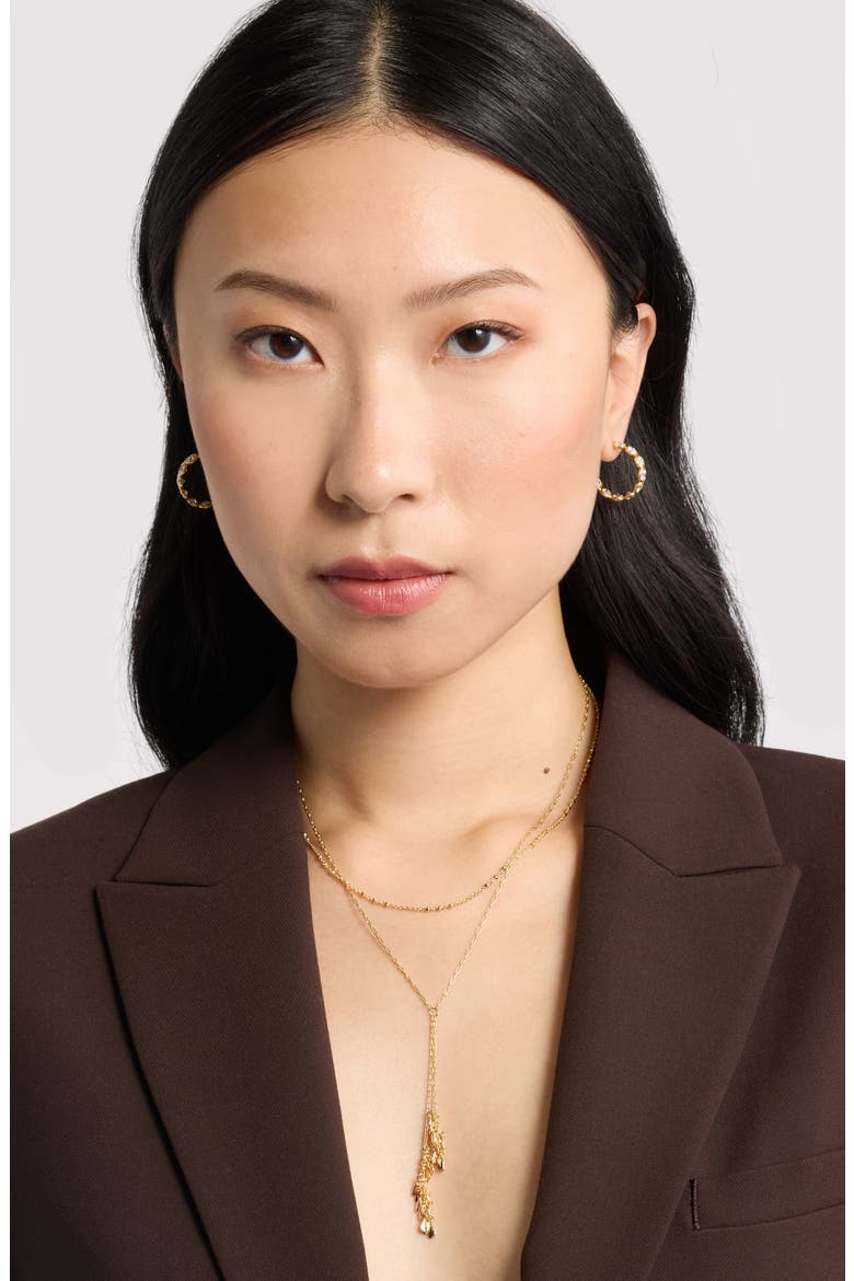 Layered Leaf Necklace, Alternate, color, 14K GOLD PLATED