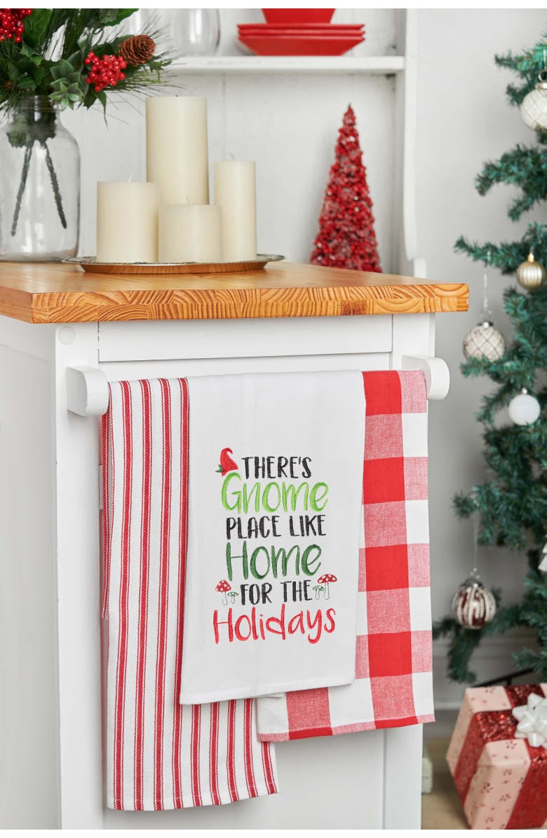 C&F Home "Gnome Place Like Home" Christmas Flour Sack Dishtowel, Alternate, color, White