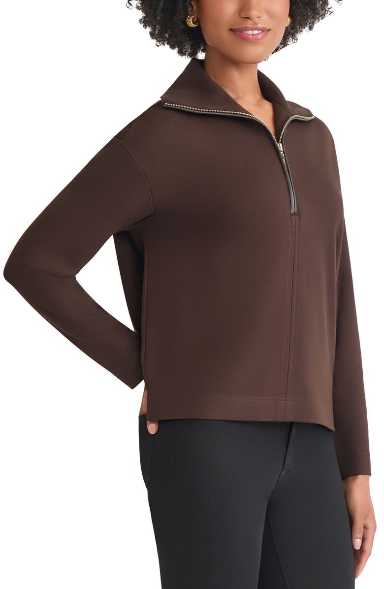 Jones New York Quarter Zip Pullover, Alternate, color, Coffee Bean