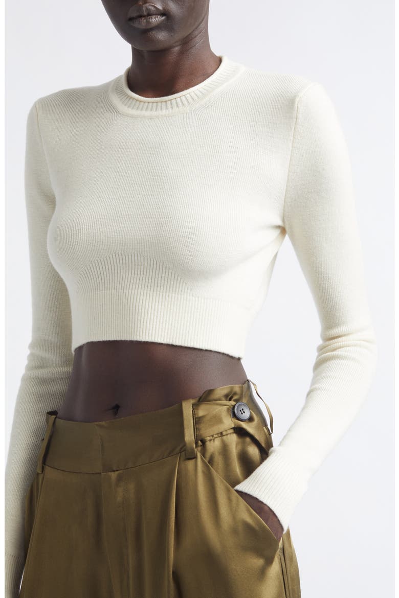 Crop Merino Wool Sweater, Alternate, color, IVORY