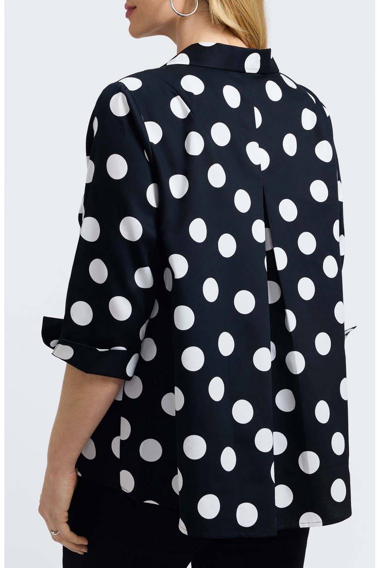 Agnes Dot Print Three-Quarter Sleeve Popover Top, Alternate, color, BLACK/ WHITE