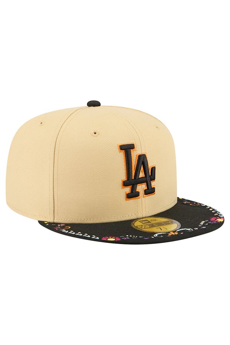 Men's New Era Light Beige Los Angeles Dodgers Two-Tone Embroidered Visor 59FIFTY Fitted Hat, Alternate, color, Light Beige