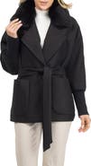 GORSKI Fabric Jacket With Detachable Genuine Shearling Collar, Belt