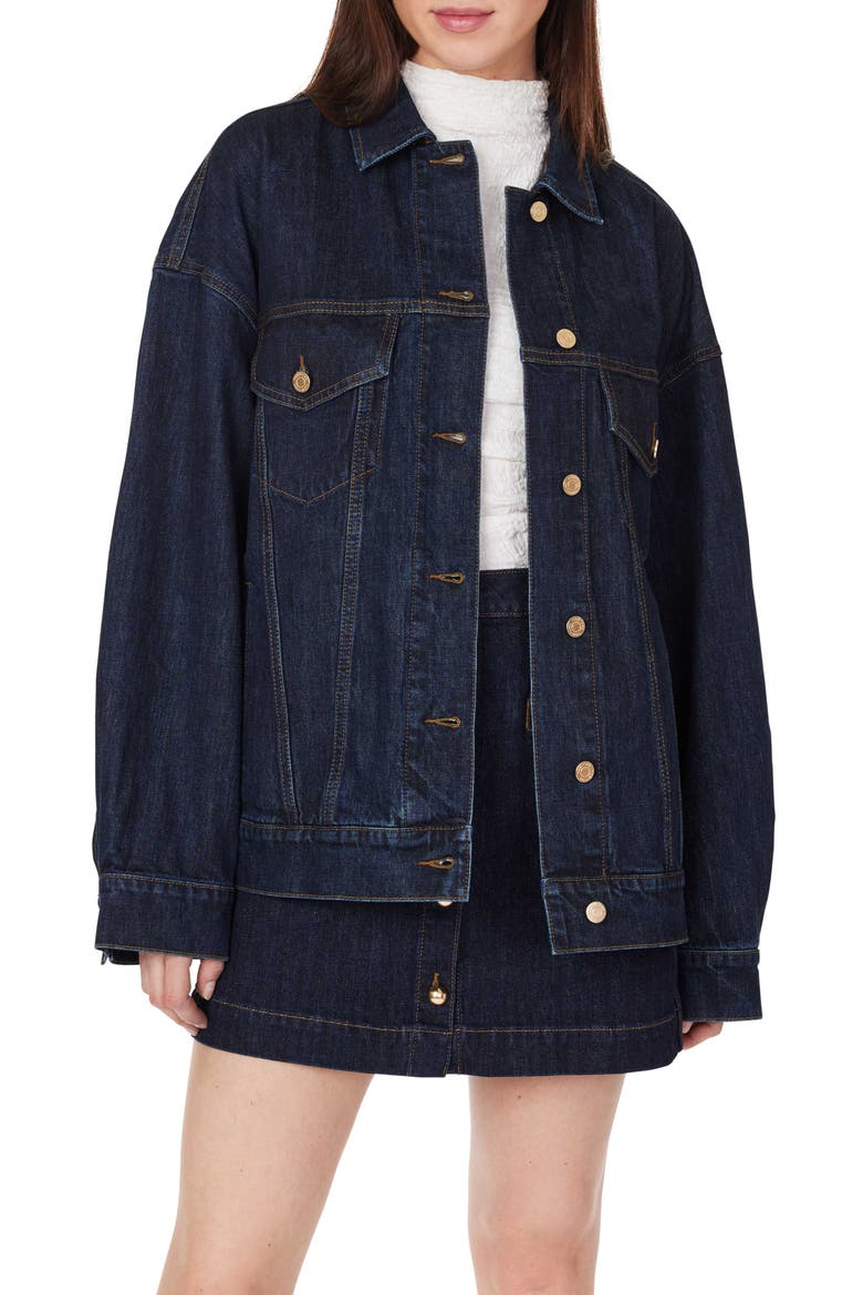 Boyfriend Denim Trucker Jacket, Main, color, RINSE