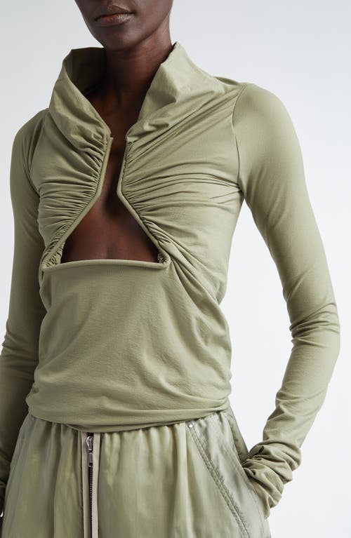 Rick Owens Prong Ruched Jersey Top In Celadon