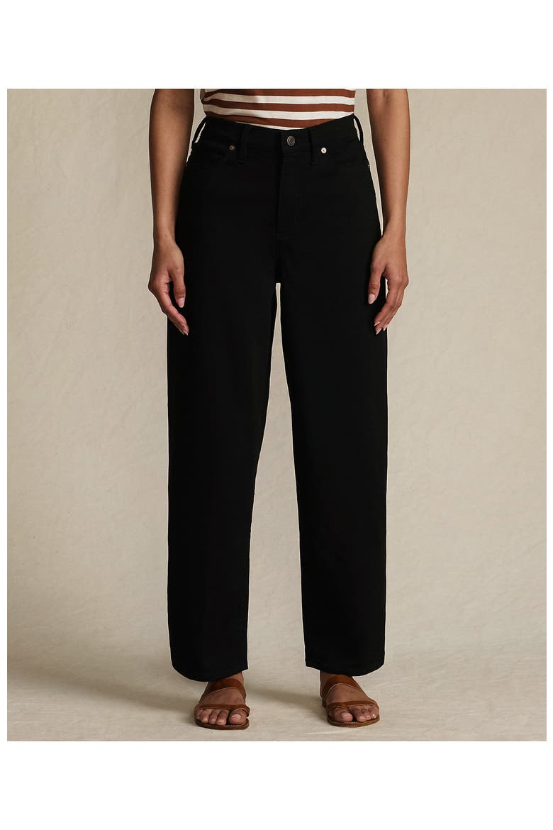 Plus Size Denim High Rise Barrel Leg Ankle Jeans, Alternate, color, Black
