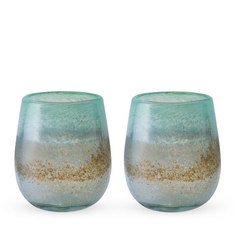 Segunda Vida Playa Bonita Recycled Stemless Wine Glasses Set of 2