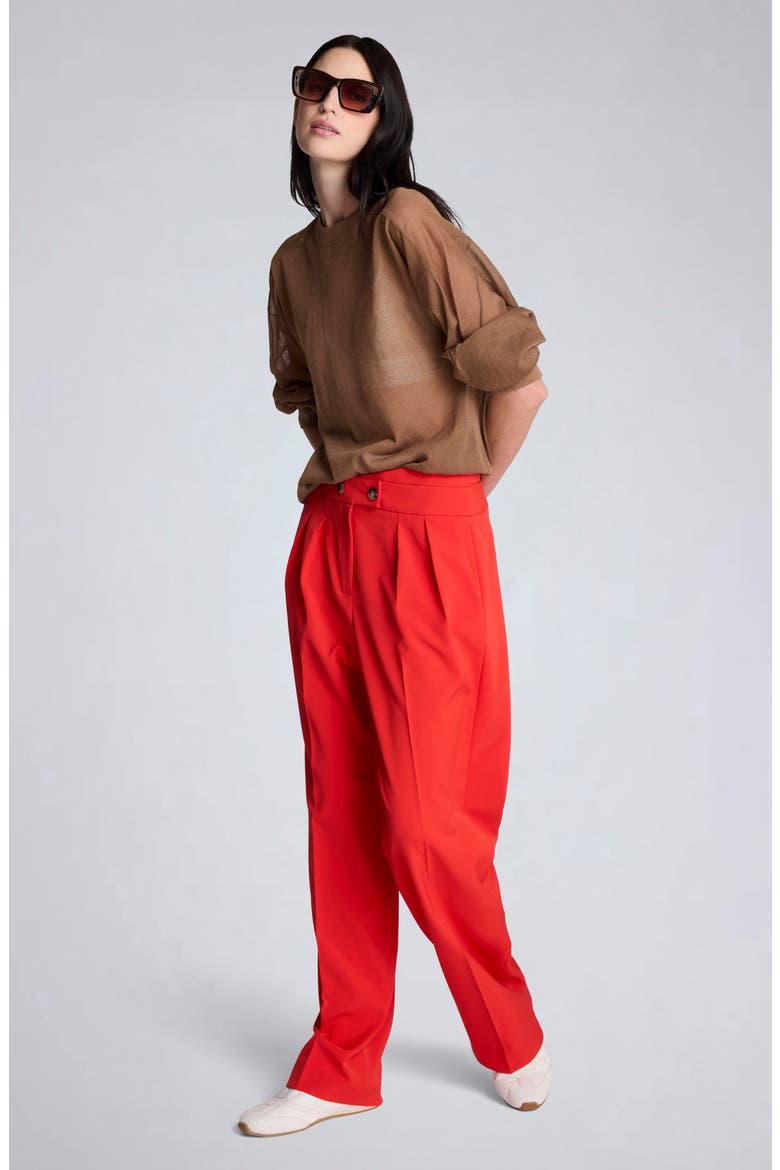 Pleat Front Wide Leg Pants, Alternate, color, LAVA RED