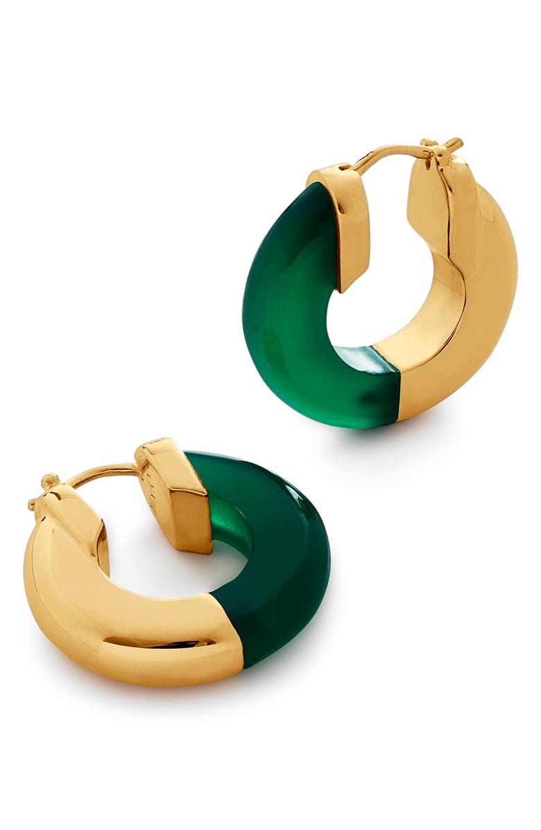 Monica Vinader x Kate Young Onyx Small Hoop Earrings, Main, color, 18Ct Metallic Gold