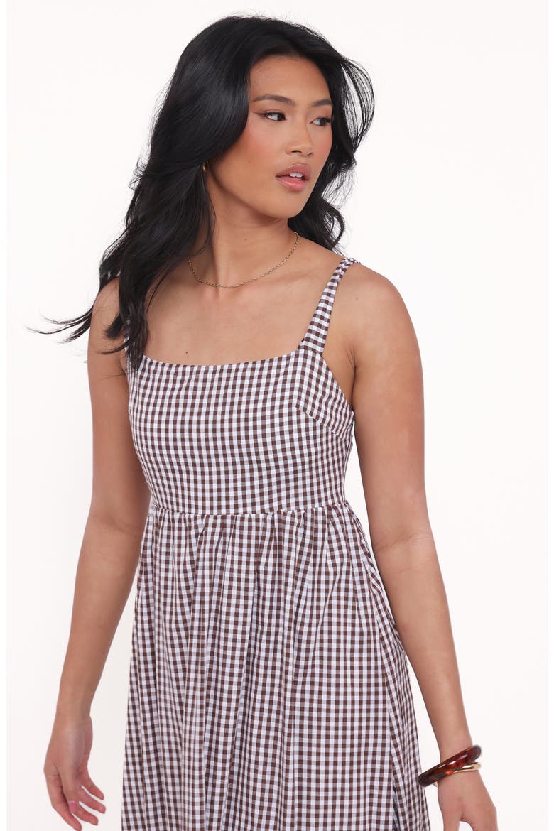 Reid Gingham Cotton Maxi Dress, Alternate, color, BROWN GINGHAM