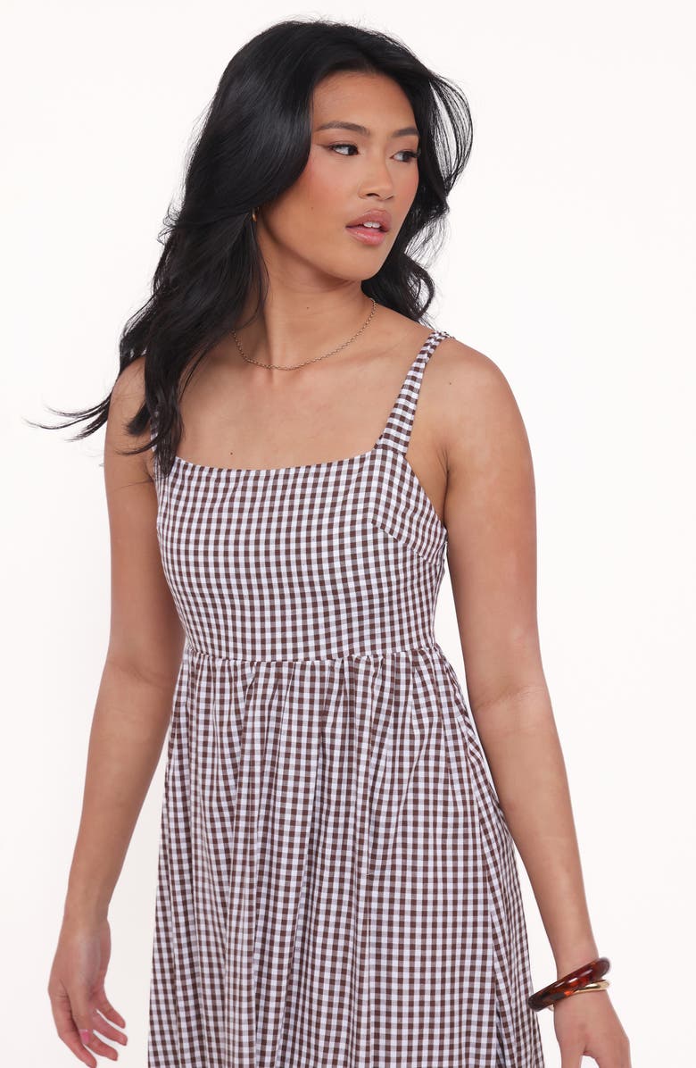 Petal & Pup Reid Gingham Cotton Maxi Dress, Alternate, color, Brown Gingham