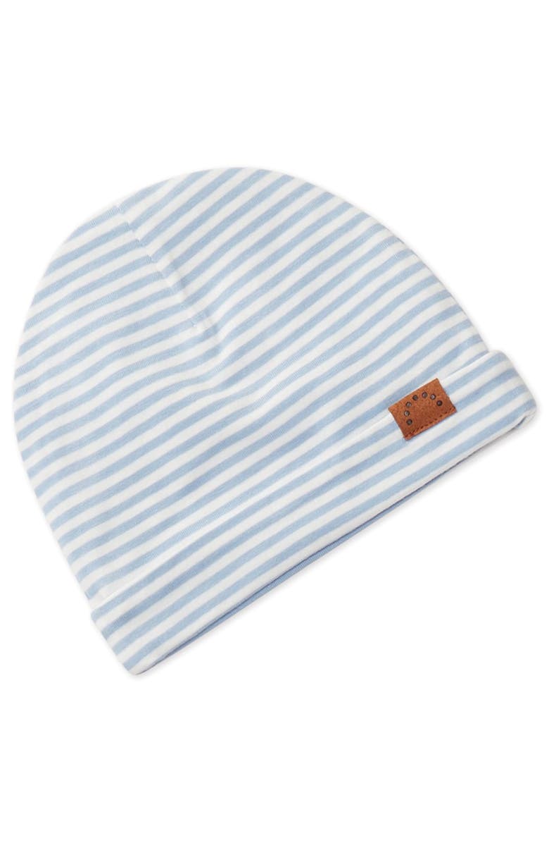 MiniMoi Striped Shoulder Flap Footie Set, Alternate, color, Ice Blue