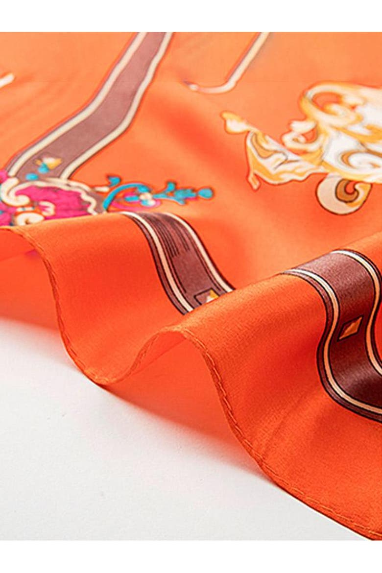 Silk Bloom Square Scarf, Alternate, color, Orange