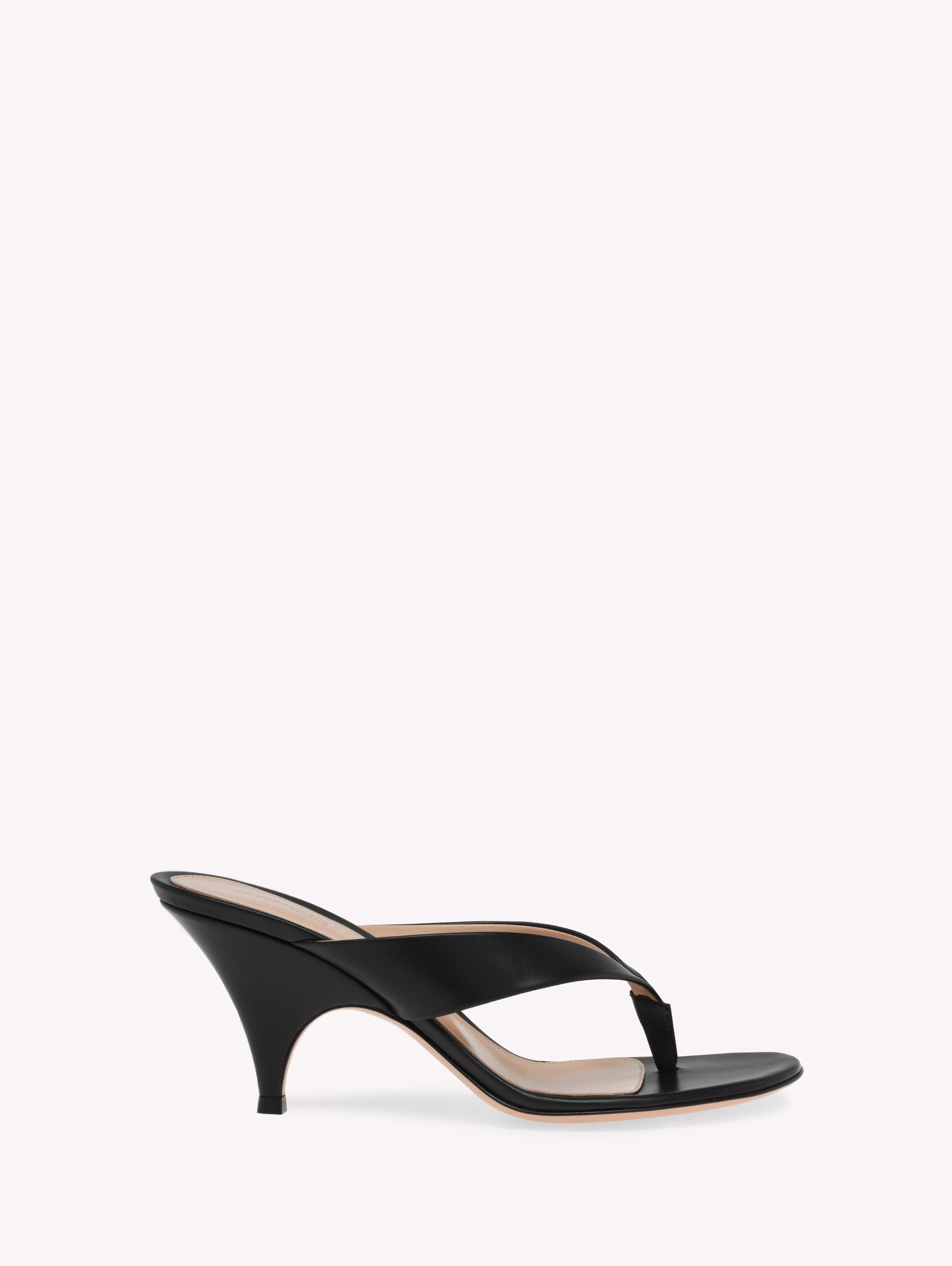 Gianvito Rossi Sofia Thong Mule, Main, color, Black Calf Leather