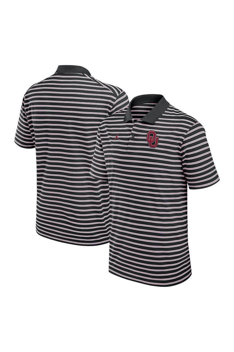 Men's Jordan Brand Black/White Oklahoma Sooners Primetime Victory Striped Performance Polo, Alternate, color, Black