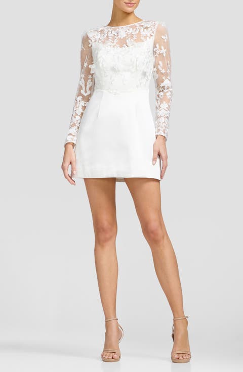 Patty Floral Appliqué Long Sleeve Minidress