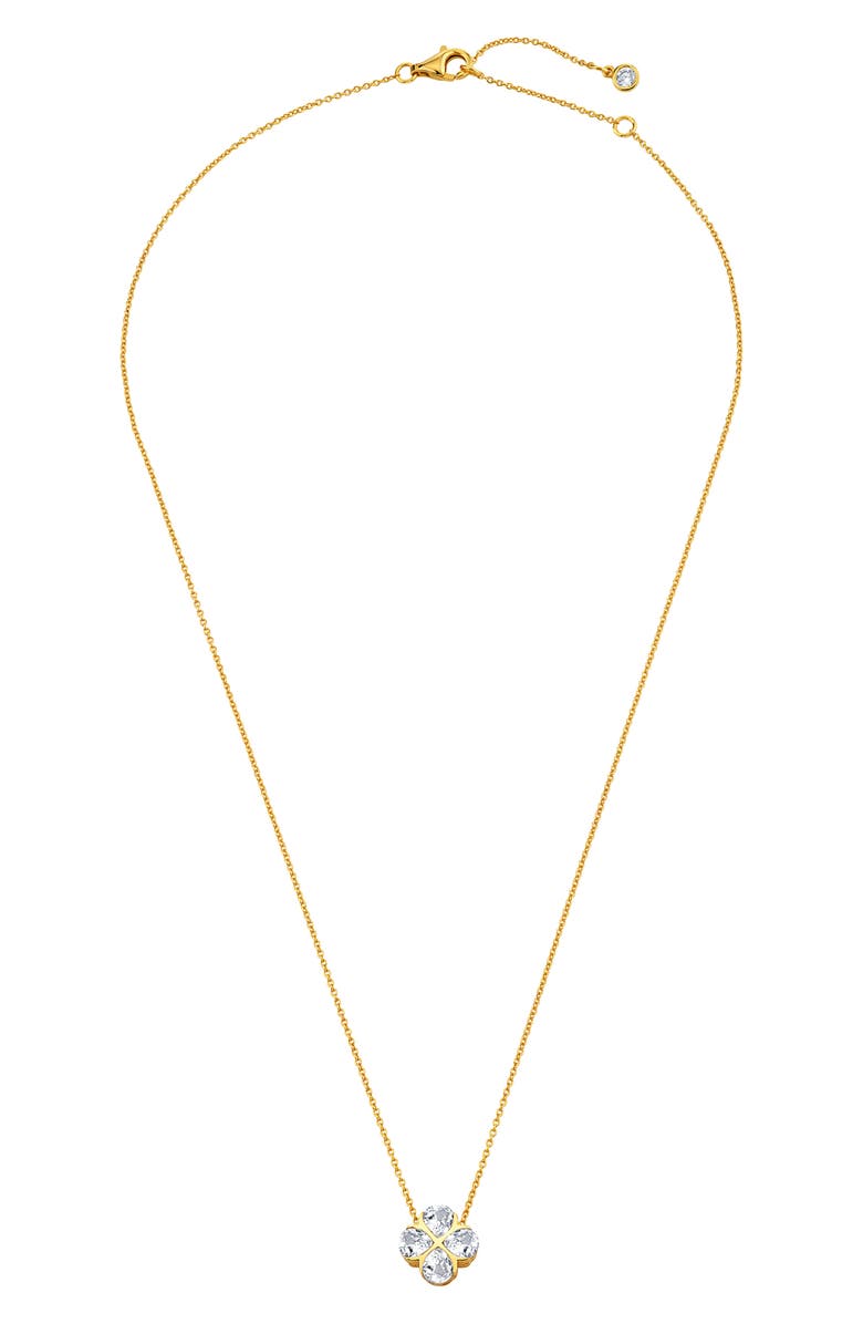 Crislu Four Stone Pendant Necklace, Alternate, color, 18Kt Yellow Gold / Clear Stone