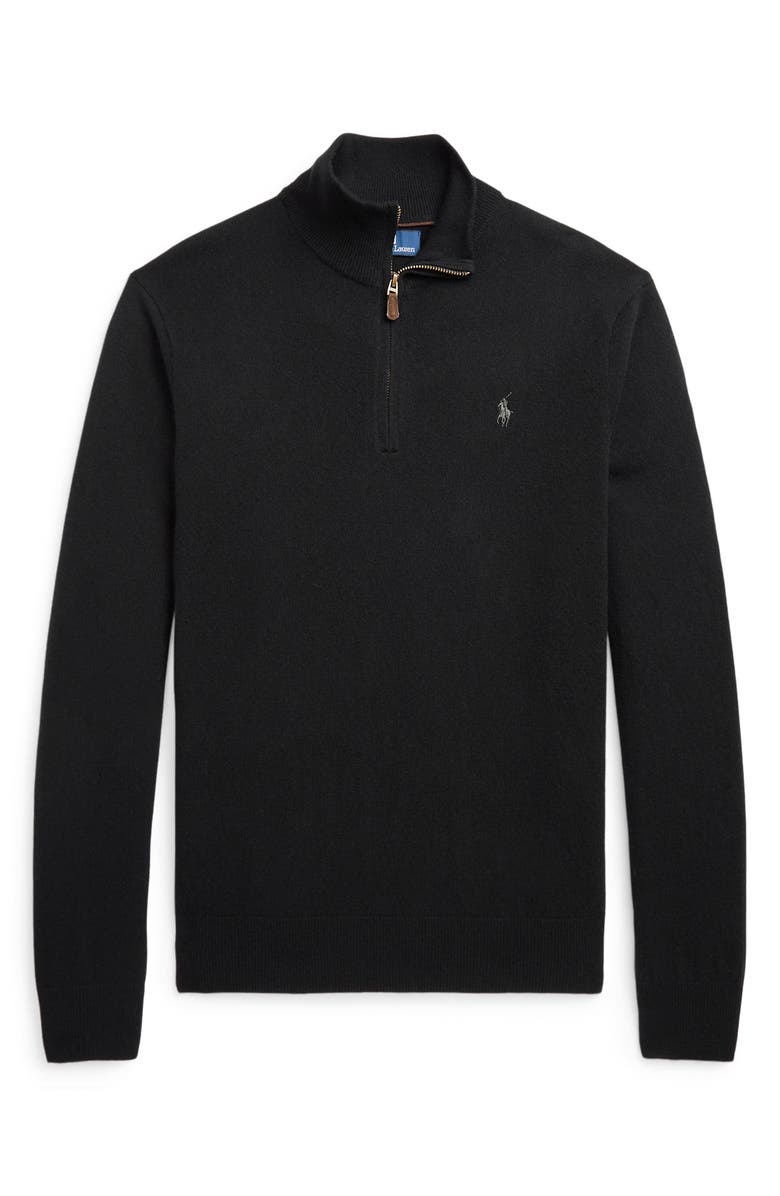Polo Ralph Lauren Regular Fit Wool Quarter Zip Sweater, Alternate, color, Polo Black