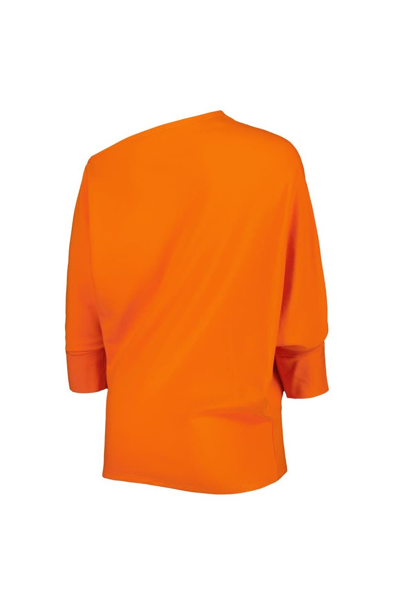 KIYA TOMLIN Women's KIYA TOMLIN Orange Cincinnati Bengals Twisted Tri-Blend Asymmetrical 3/4-Dolman Sleeve Sweatshirt, Alternate, color,