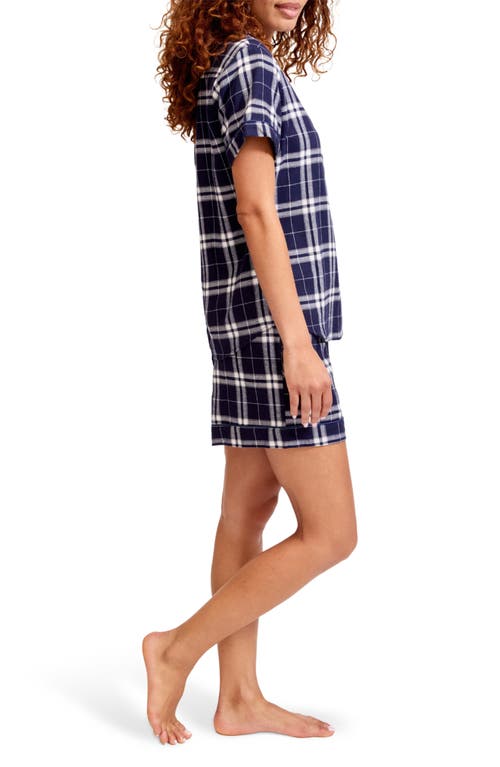 Petite Plume Tartan Cotton Short Pajamas In Blue