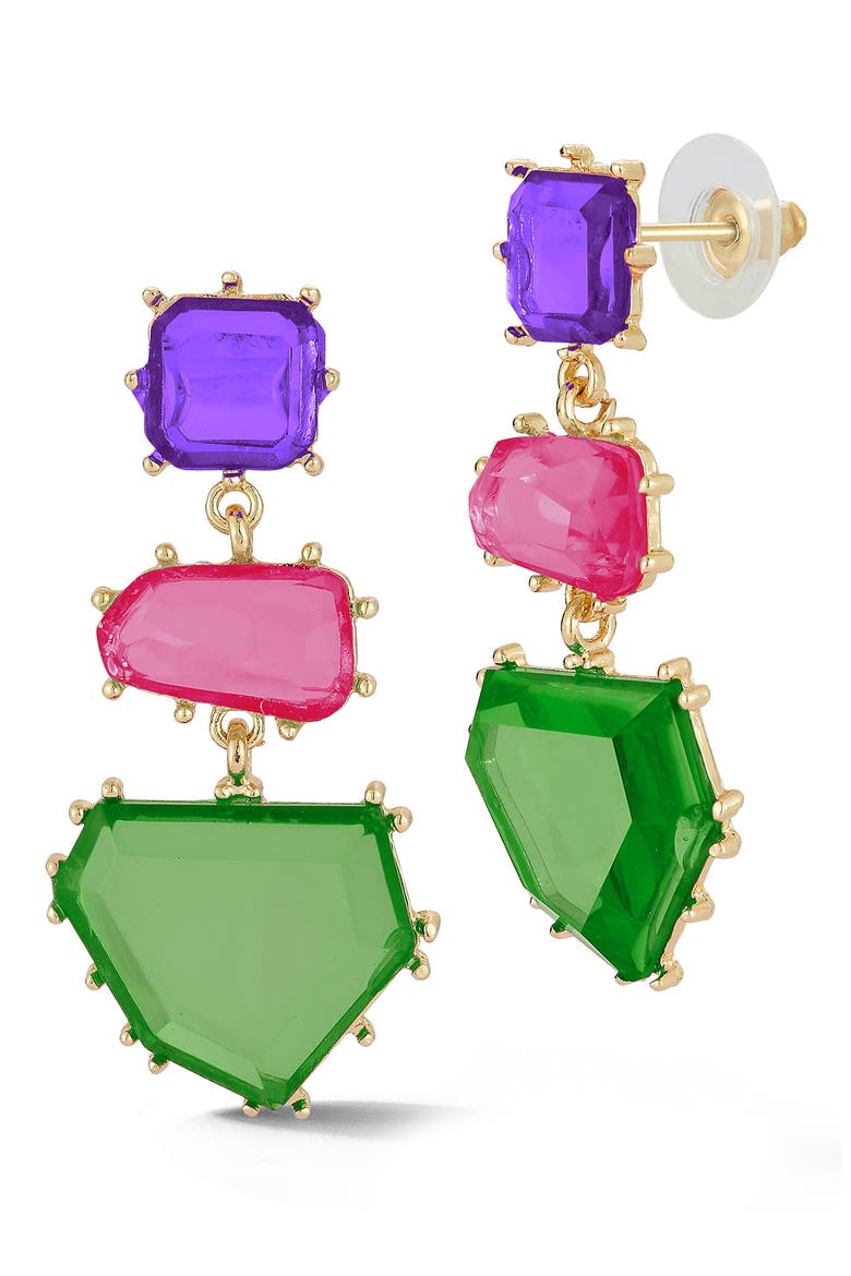 Crystal Drop Earrings, Main, color, GOLD/ PURPLE