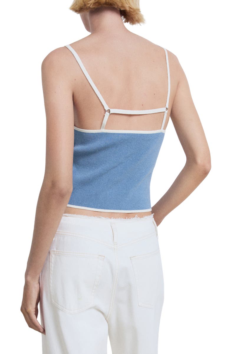 MANGO Contrast Trim Strappy Back Camisole, Alternate, color, Sky Blue