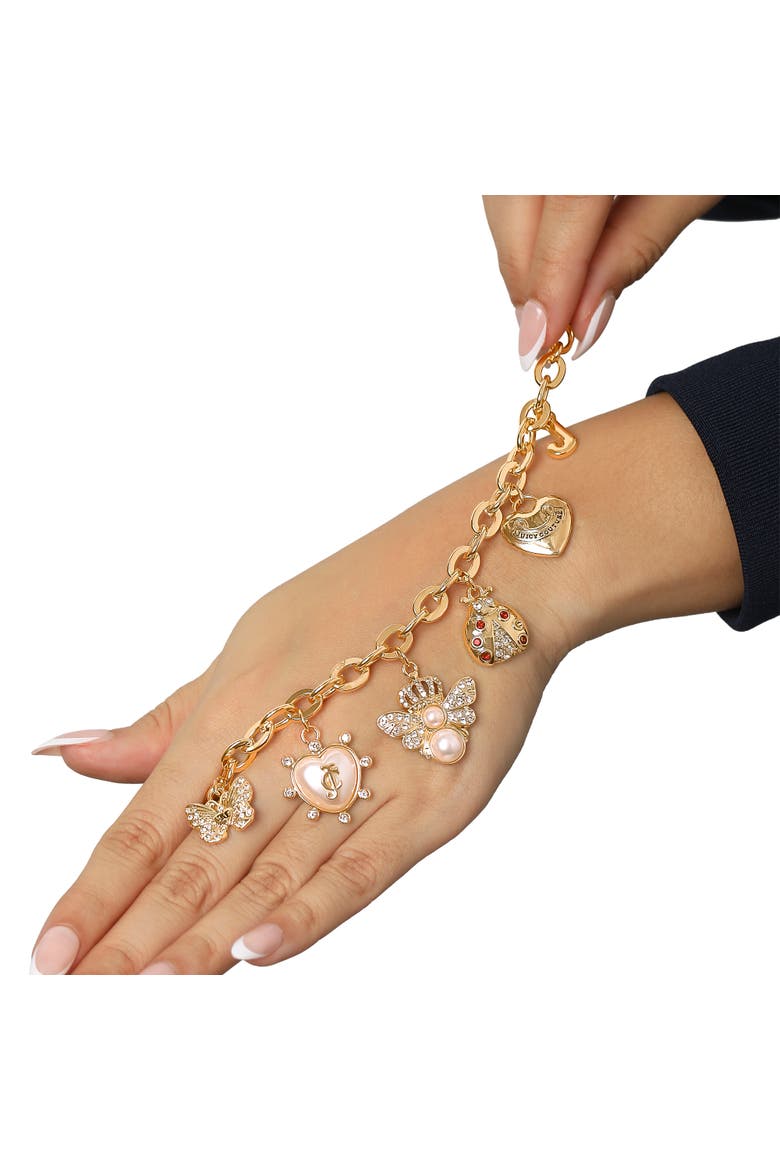 Pearl & Icon Charm Bracelet, Gold-Tone Link with Faux Pearls, Alternate, color, Gold