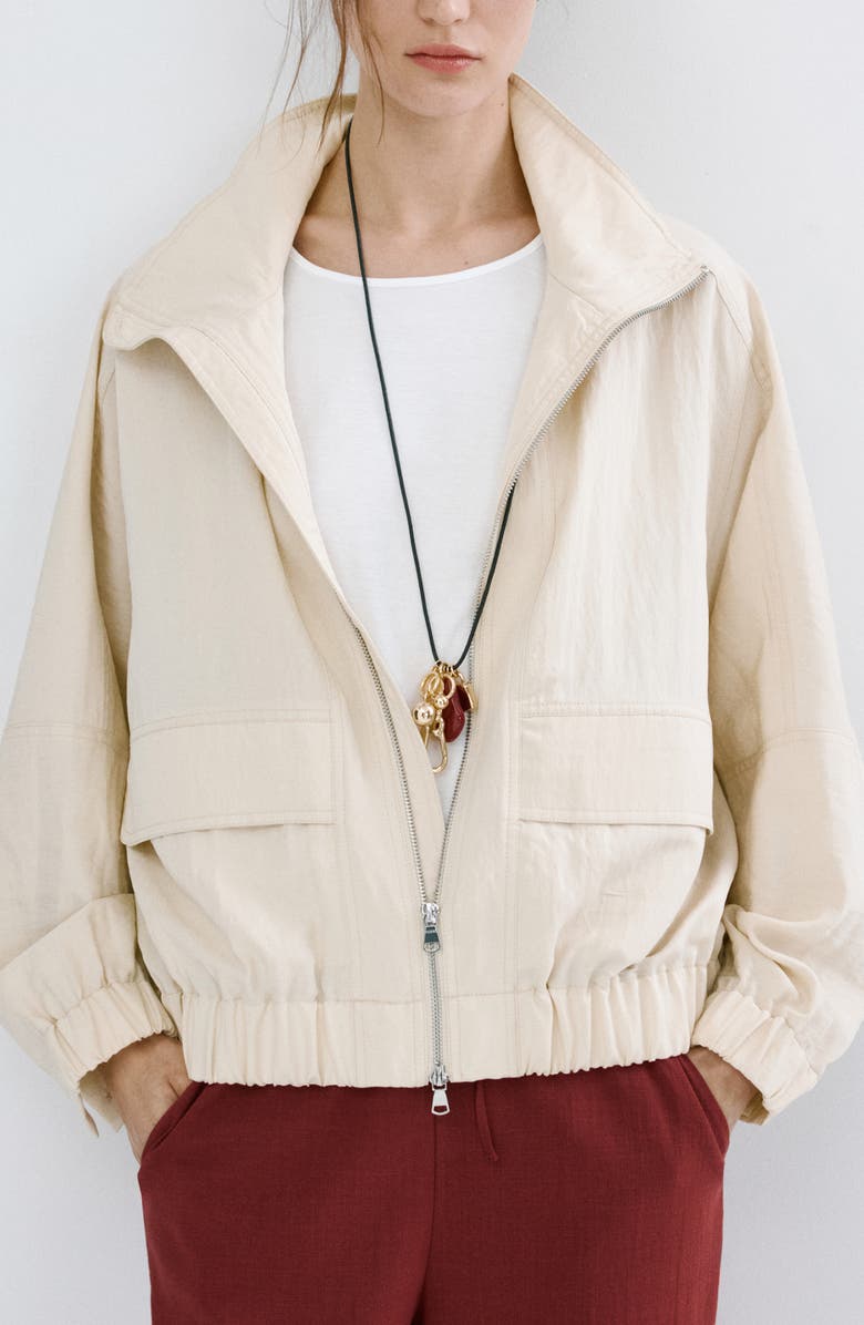 MANGO Featuring Hailey Bieber Bomber Jacket, Main, color, Light/ Pastel Grey