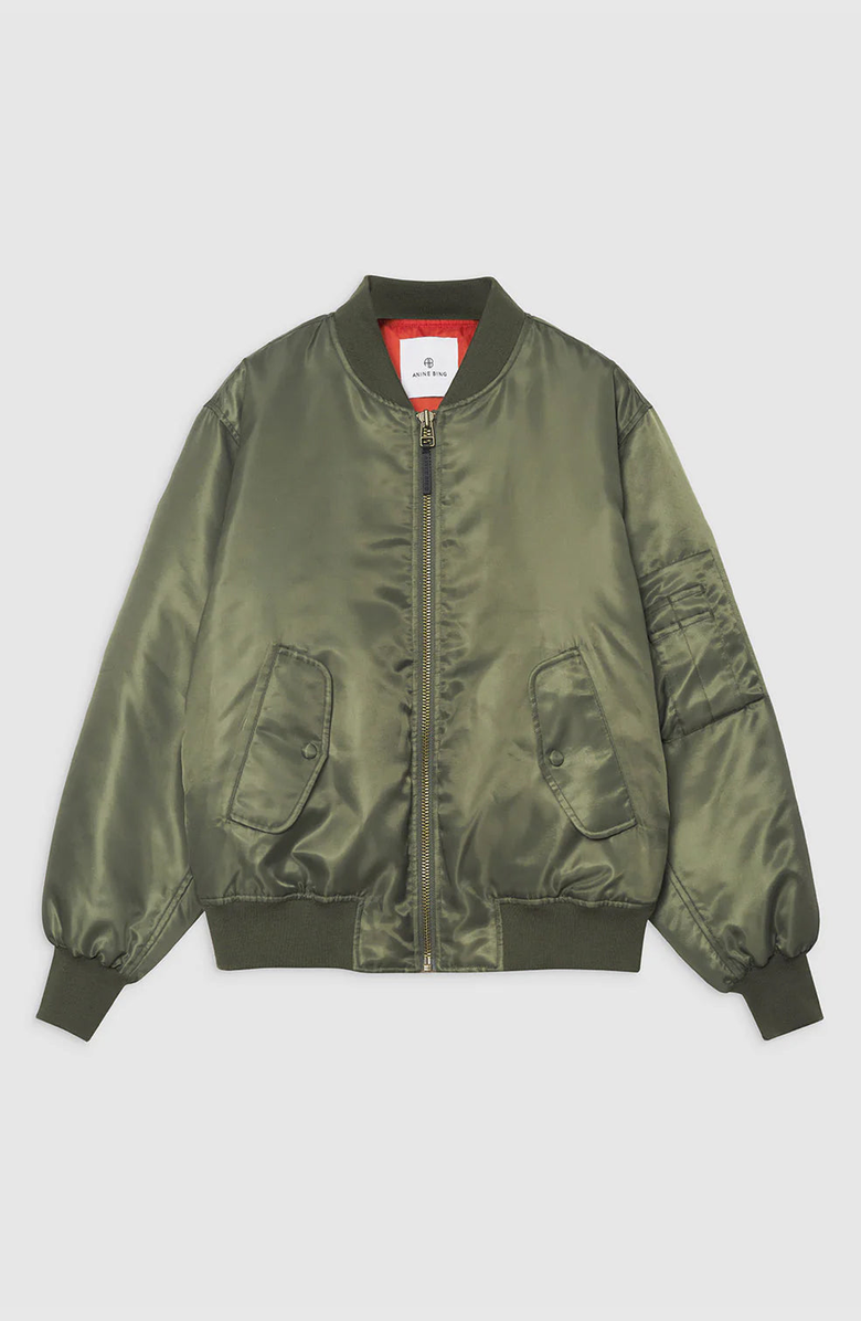 ANINE BING Leon Bomber, Alternate, color, Army Green