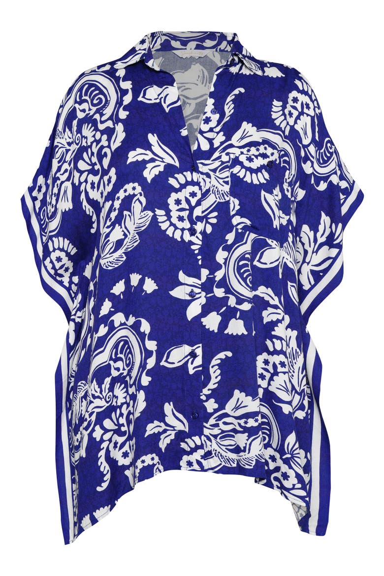 Flower Resort Cover-Up Shirt, Alternate, color, ULTRAMARINE
