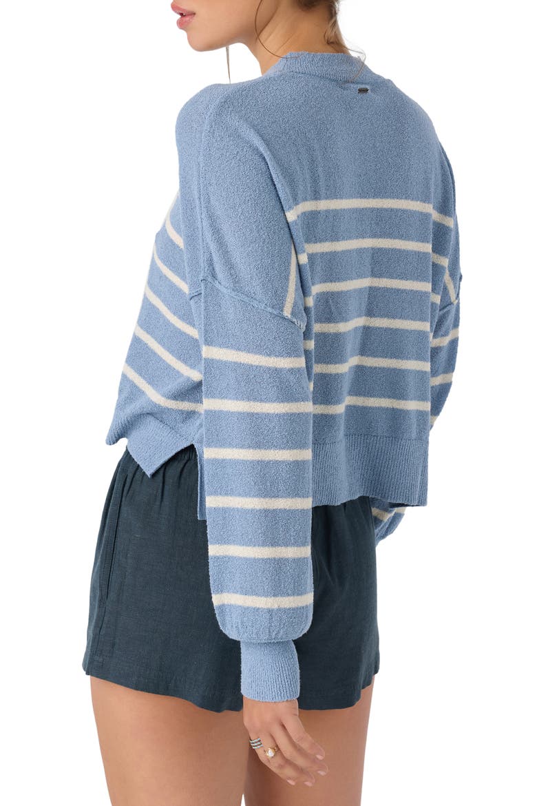 Zephi Stripe Crop Sweater, Alternate, color, FADED DENIM