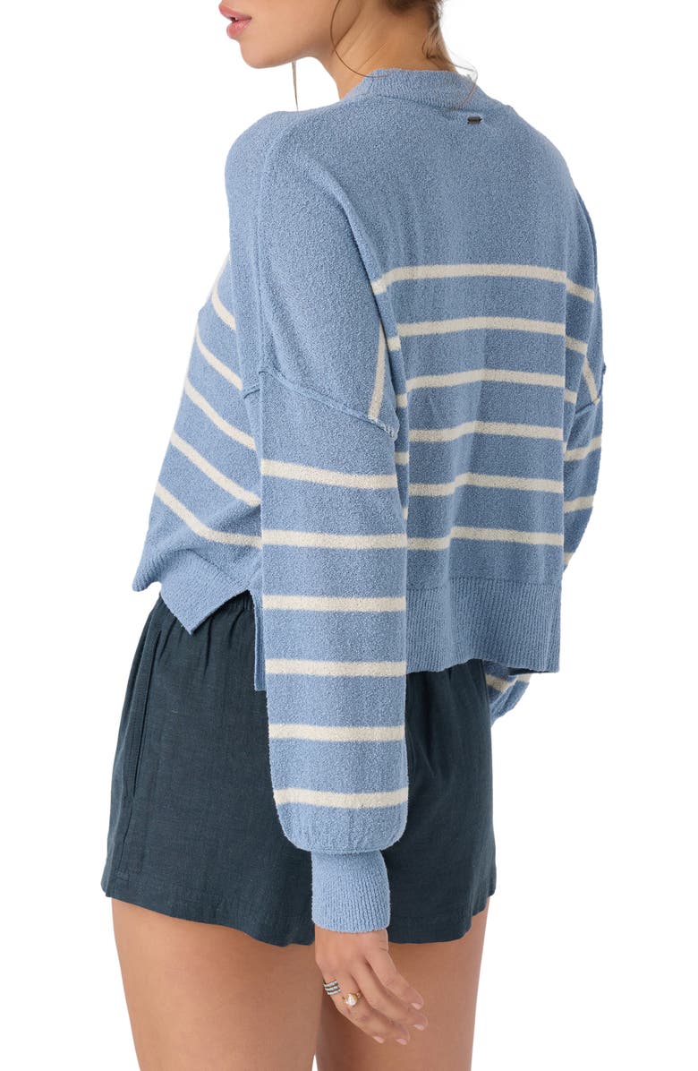 O'Neill Zephi Stripe Crop Sweater, Alternate, color, Faded Denim