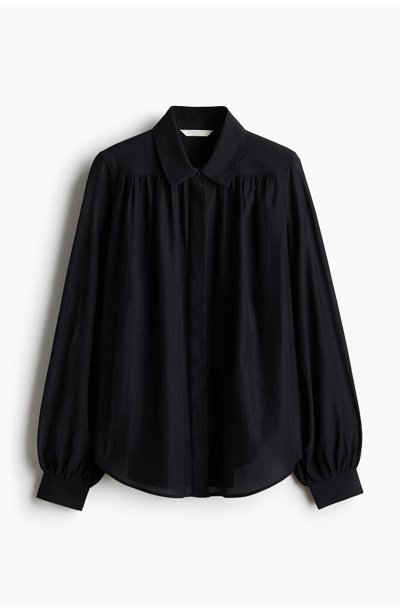 H&M Gathered Blouse, Main, color, Black