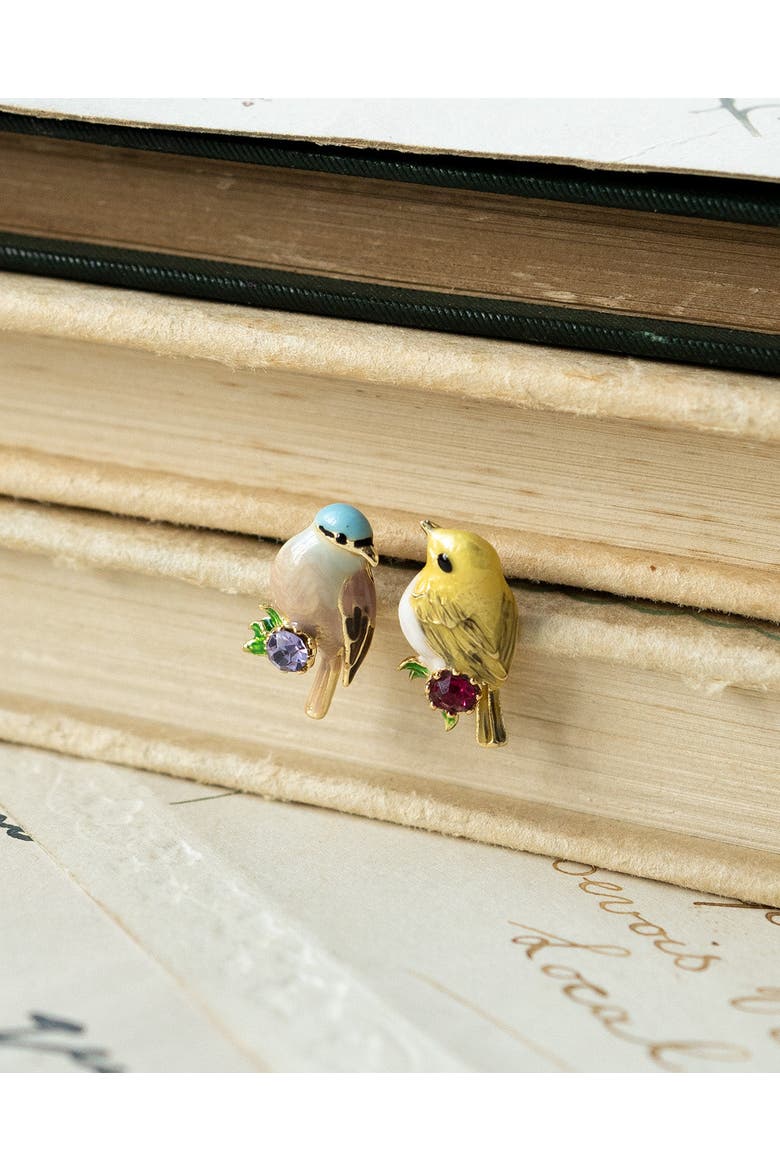 Goldcrest & Coal Tit Duet - Mismatched Earstuds, Alternate, color, Goldcrest and Coal
