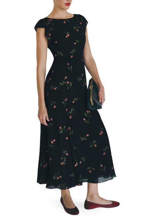 Maelani Print Flutter Sleeve Maxi Dress