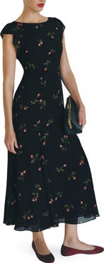 Reformation Maelani Print Flutter Sleeve Maxi Dress
