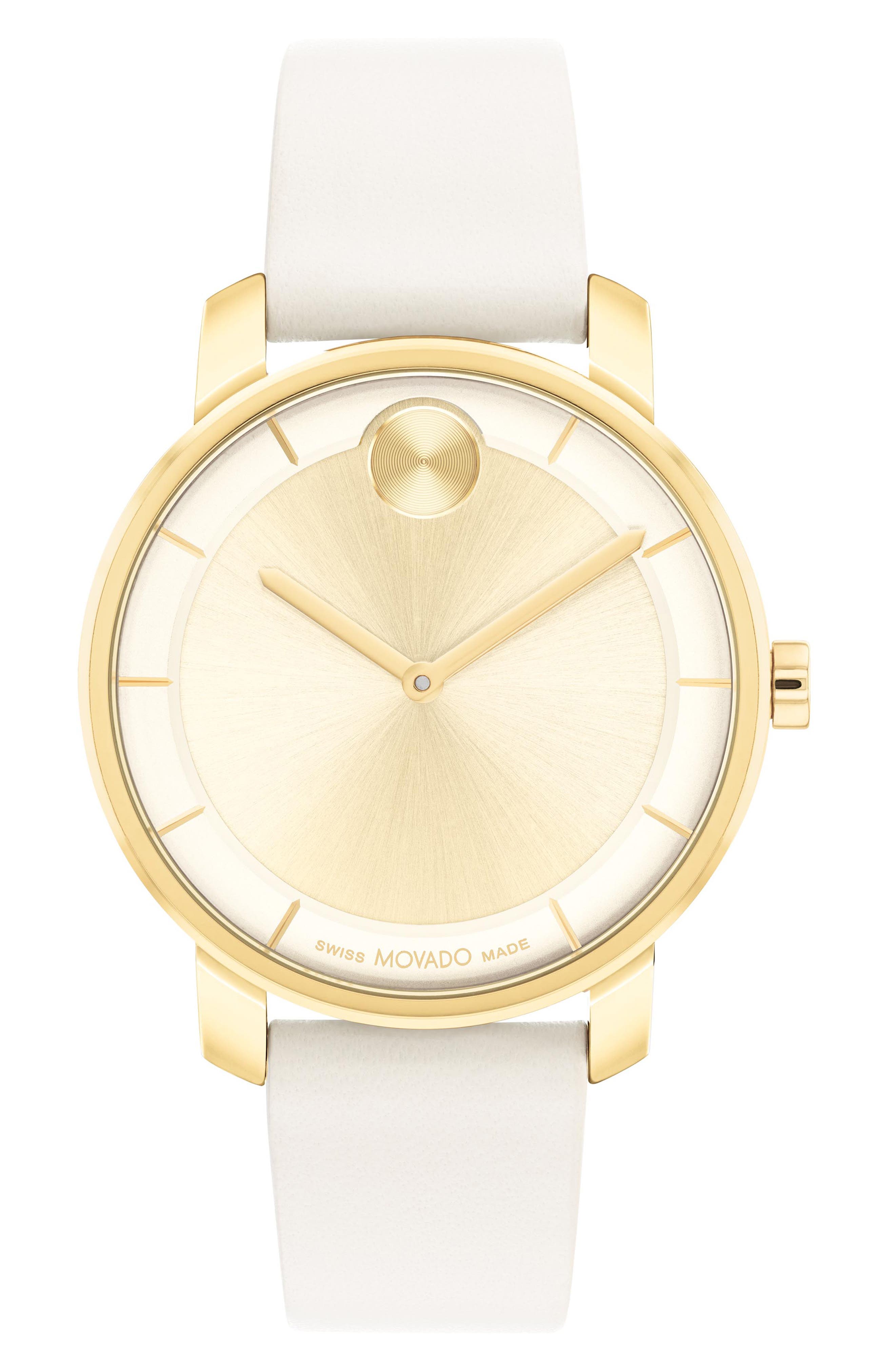 Movado Bold Access Museum Dot Leather Strap Watch, 34mm