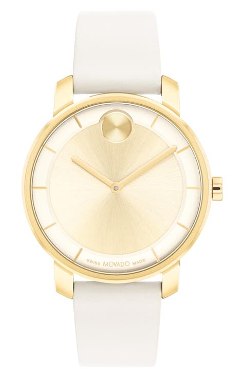 Bold Access Museum Dot Leather Strap Watch, 34mm