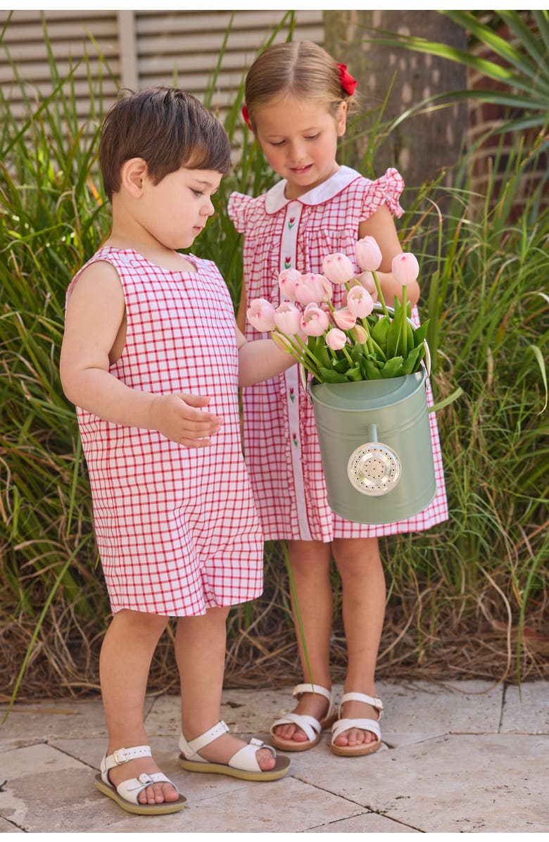 Little English Kids' Windowpane Vintage John John, Alternate, color, Red Windowpane