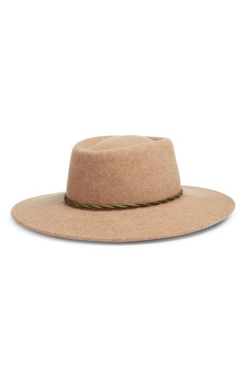 Chain Trim Wool Felt Boater Hat