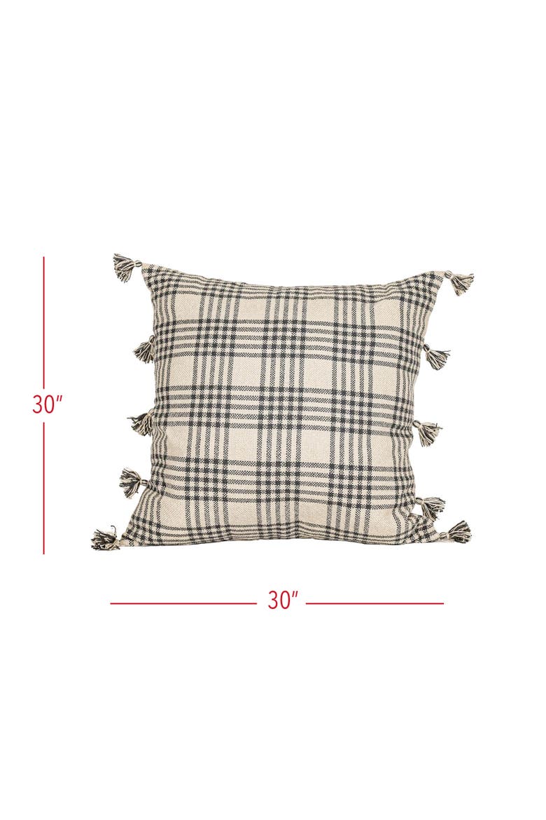 Remi Plaid Decorative Indoor/Outdoor Accent Throw Pillow, 30" x 30", Alternate, color, Gray