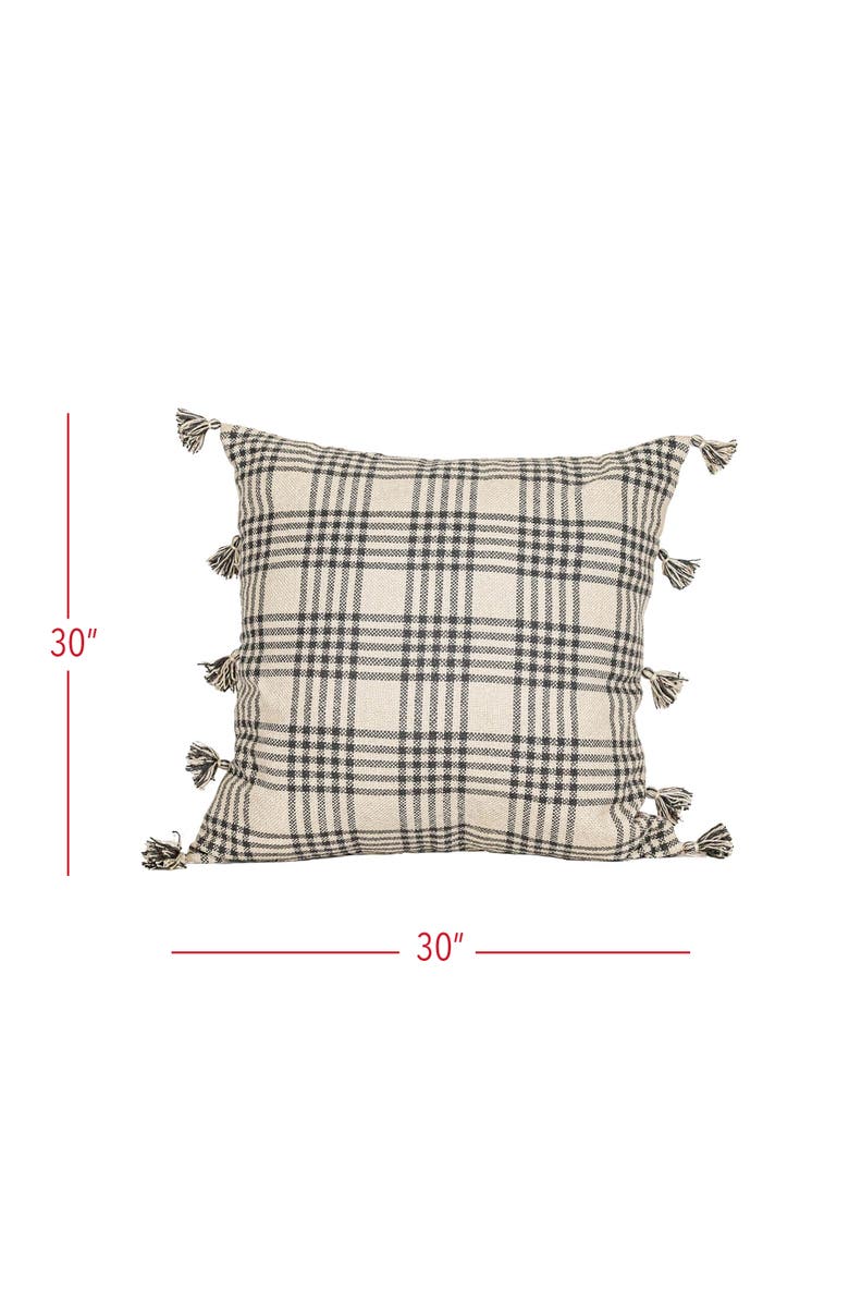 Foreside Home and Garden Remi Plaid Decorative Indoor/Outdoor Accent Throw Pillow, 30" x 30", Alternate, color, Gray