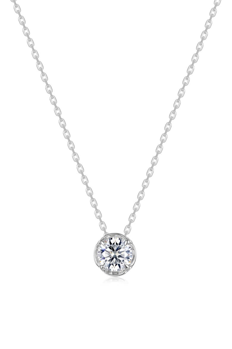 Blossom Cradle Simulated Diamond Pendant Necklace, Main, color, WHITE/ SILVER