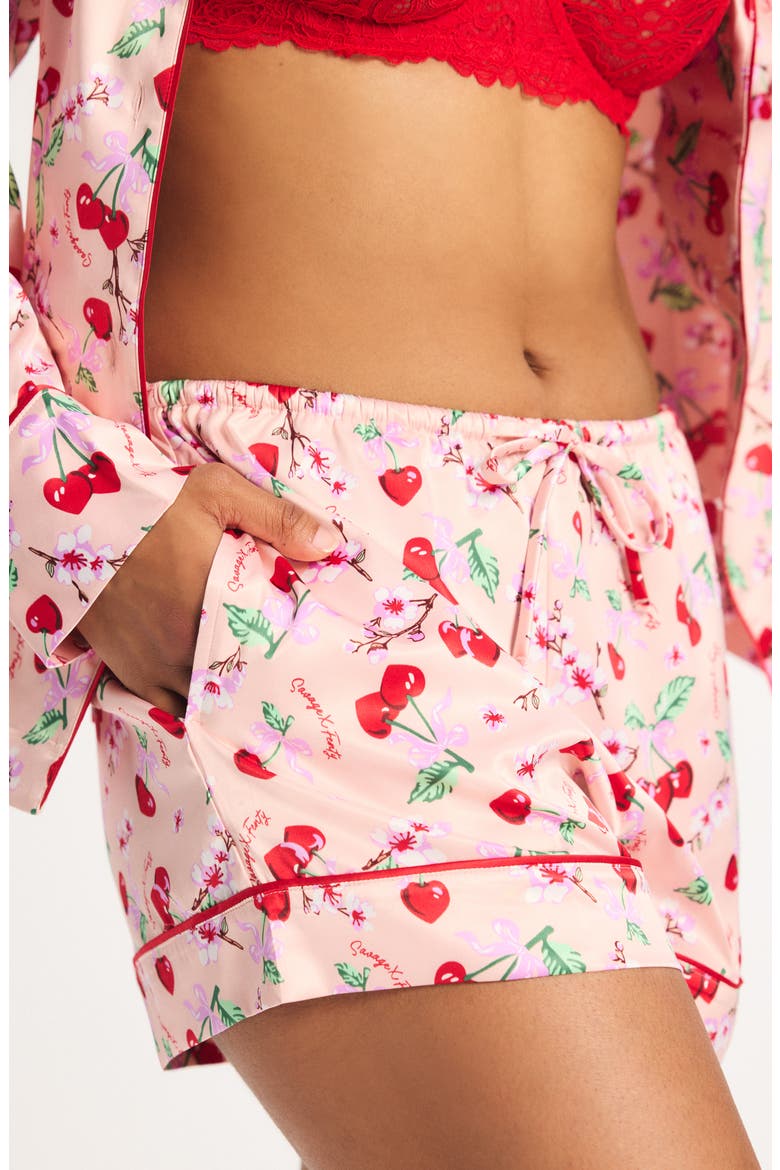 Satin Ever After Cuffed Pajama Shorts, Alternate, color, RETRO ROSE LIL TART PRINT