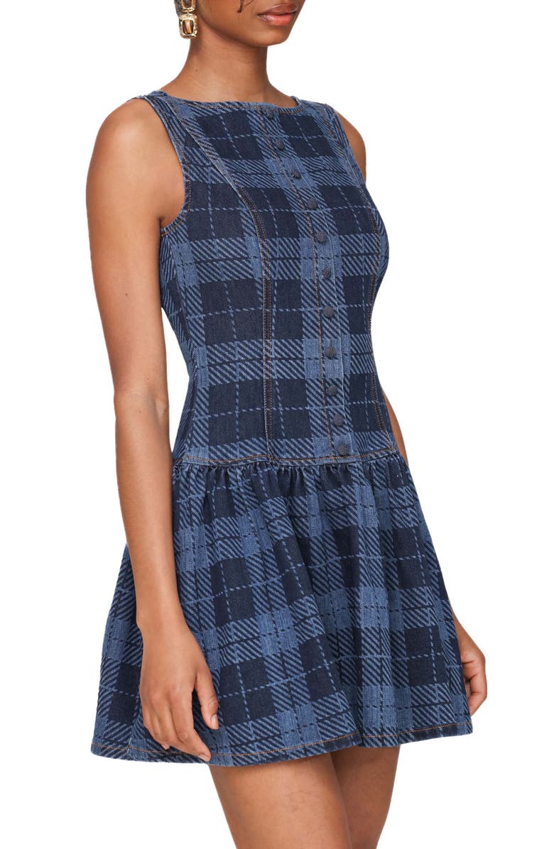Avec Les Filles Plaid Drop Waist Sleeveless Minidress, Alternate, color, Royal Blue Plaid