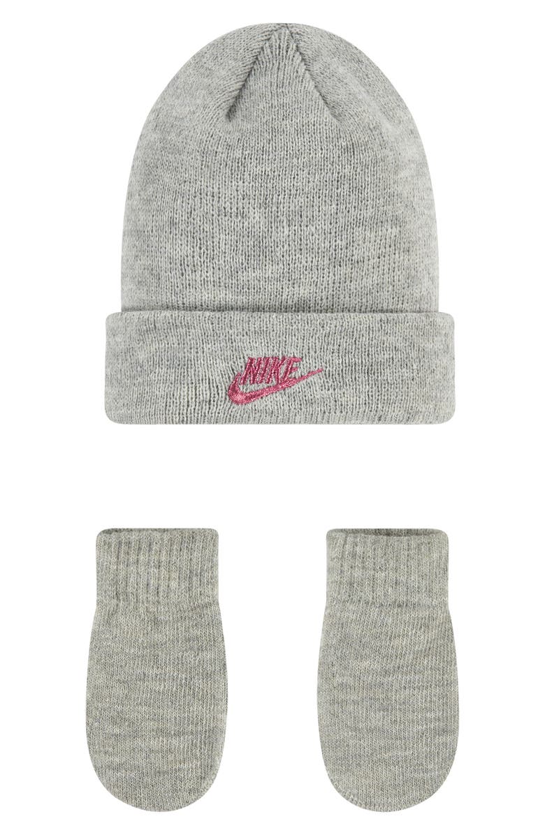 Nike Beanie & Mittens, Main, color, Dark Grey Heather
