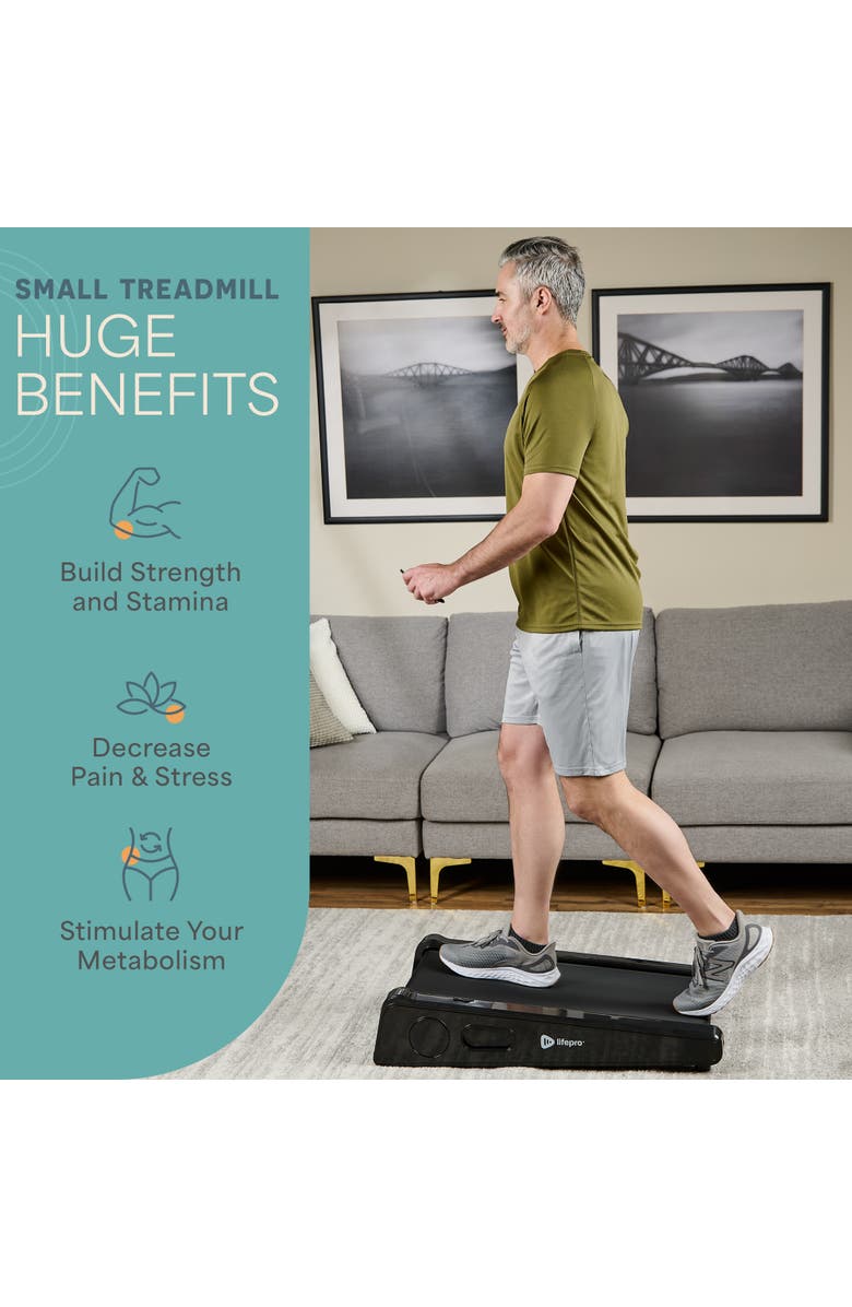 Lifepro Mini Walking Pad Treadmill with Incline Compact Under Desk Treadmill for Home & Office, Alternate, color, Black