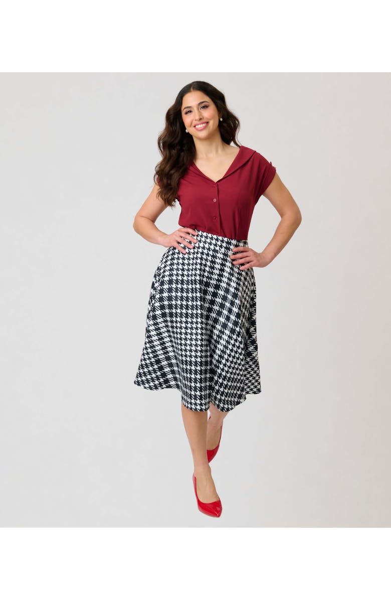 Unique Vintage Retro Style High Waist Vivien Swing Skirt, Main, color, Black Plaid