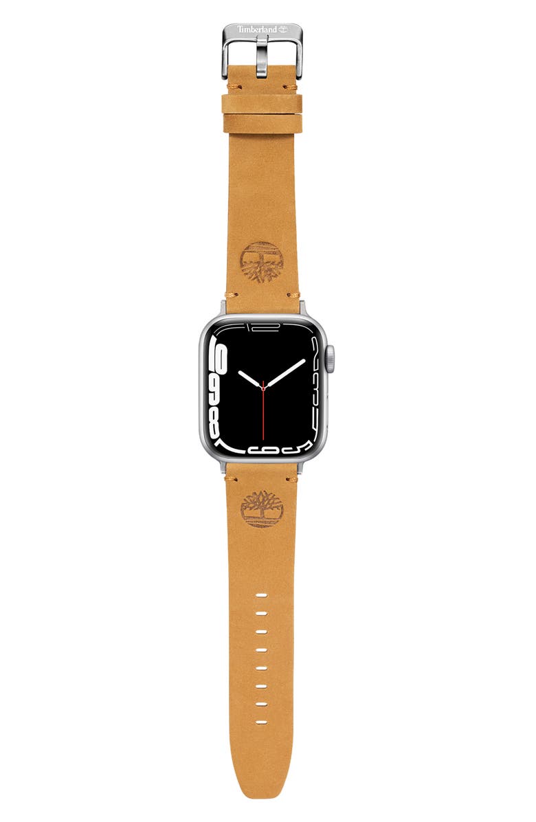 Timberland Leather 22mm Smart Watch Watchband, Alternate, color, Camel