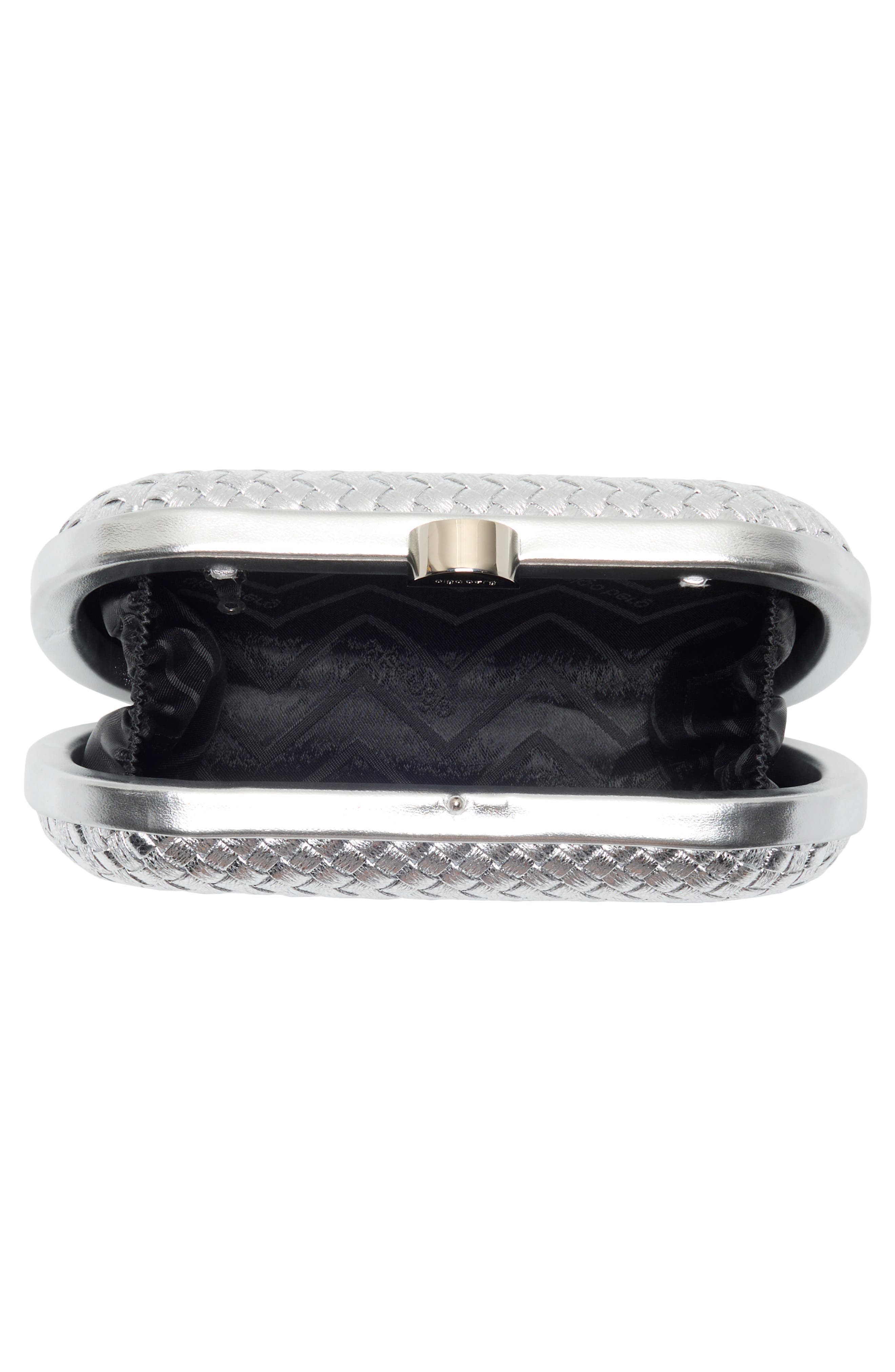 Ella Woven Clutch, Alternate, color, SILVER